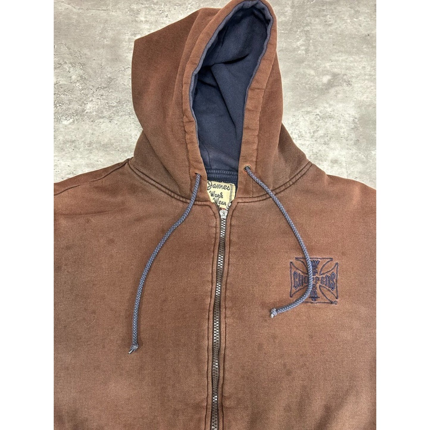 Vintage Y2k West Coast Choppers Embroidered Full Zip Hooded Sweatshirt Size Large