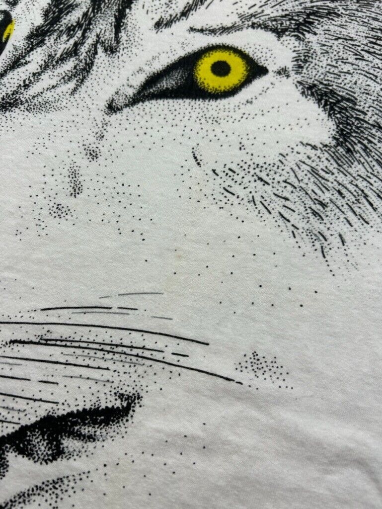 Vintage 90s Wolf Nature Graphic All Over Print T-Shirt Size XL White