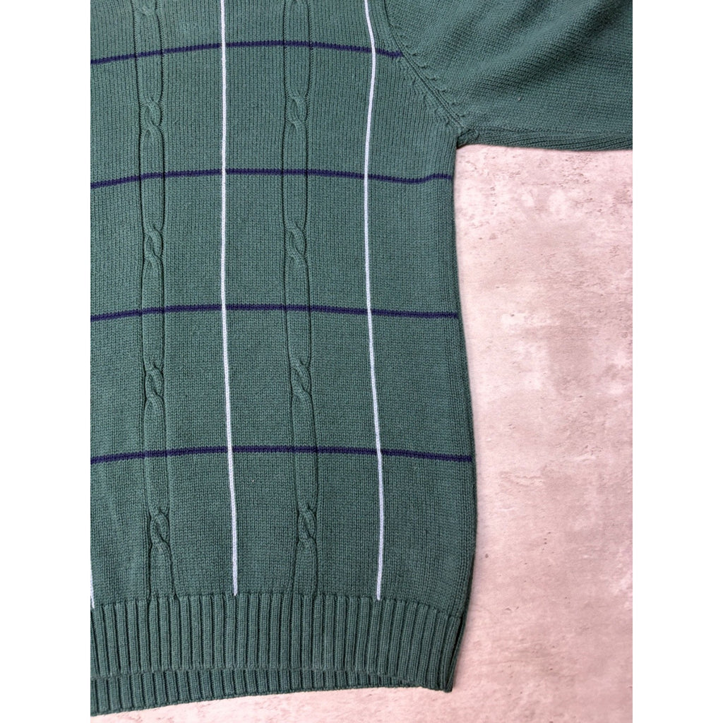 Vintage Haggar Geometric Checkered Pattern Textured Knit Sweater Size Large