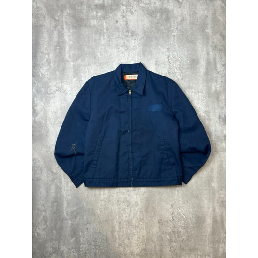 Vintage 1970s/1980s Insulated Cropped Canvas Work Jacket Size Medium Blue