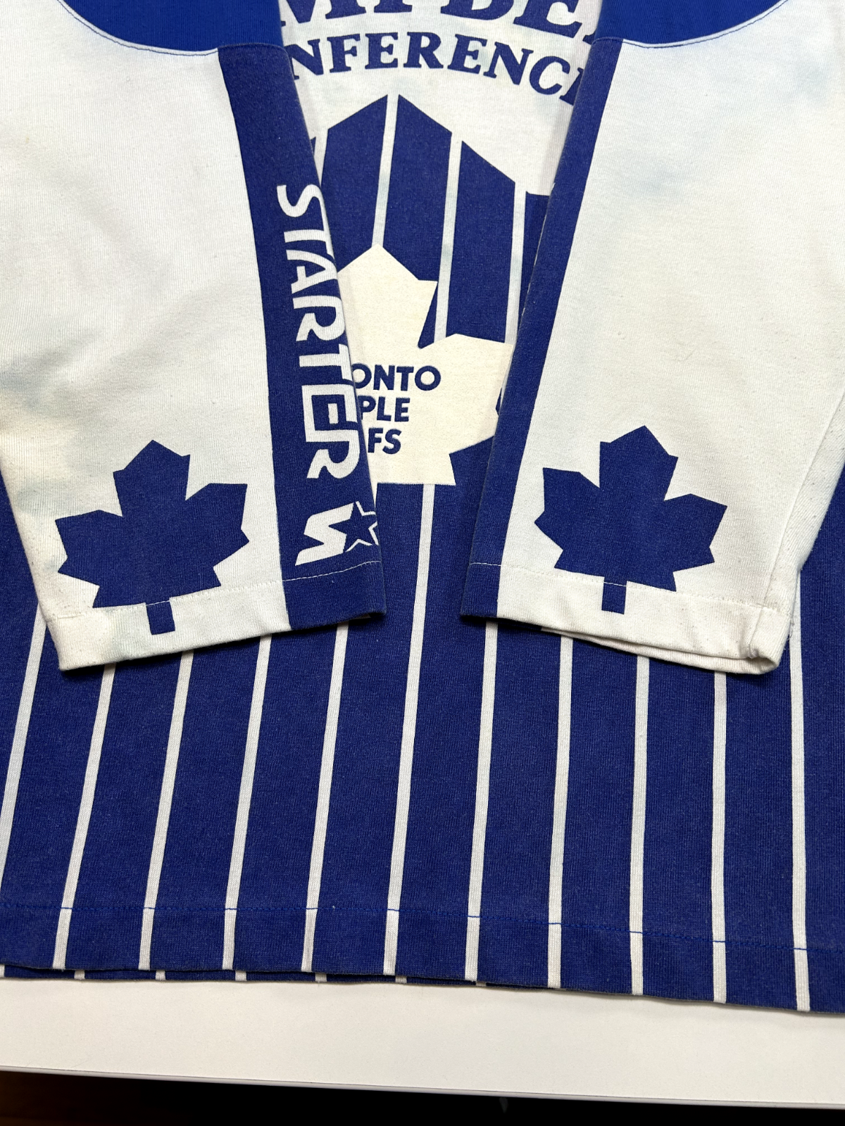 VTG 80s Toronto Maple Leafs NHL Campbell Conference AOP Hockey Jersey Size XL