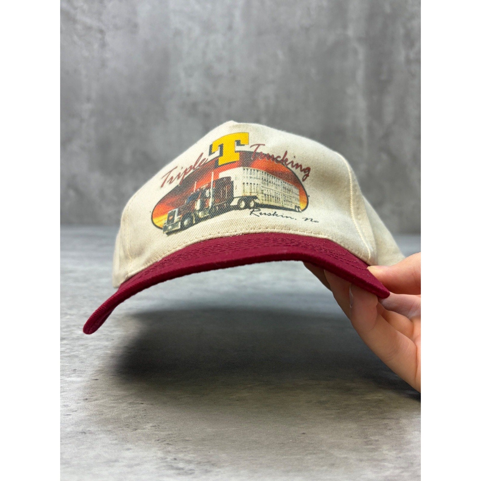 Vintage Triple T Trucking Graphic Spellout Snapback Hat OSFA