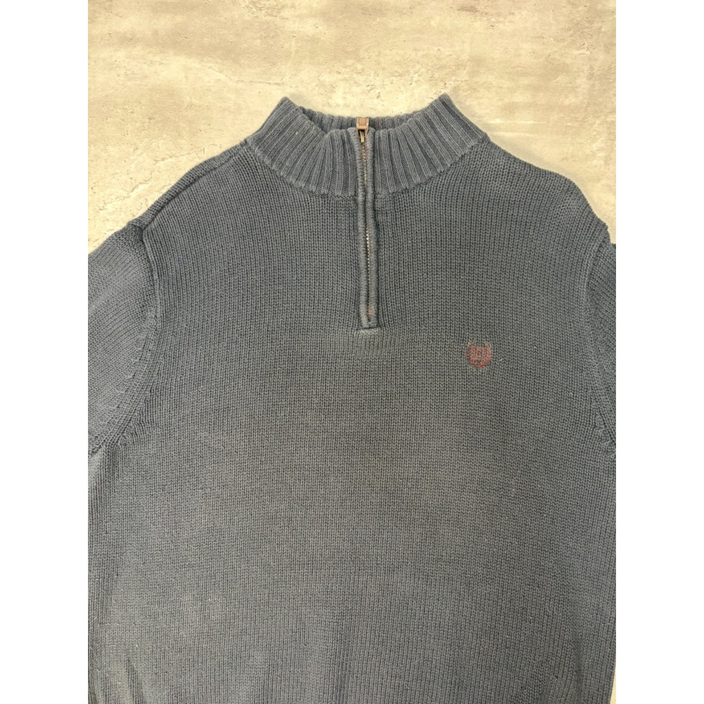 Vintage Chaps Embroidered Crest 1/4 Zip Pullover Knit Sweater Size Large