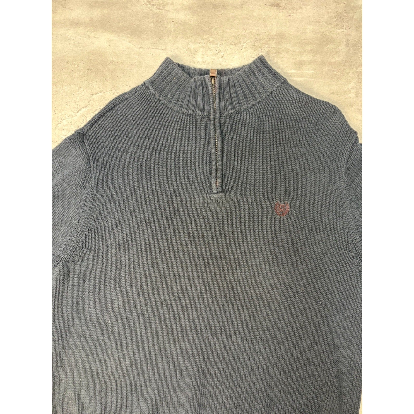 Vintage Chaps Embroidered Crest 1/4 Zip Pullover Knit Sweater Size Large