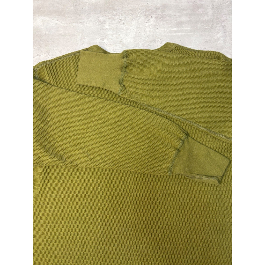 Vintage Green Thermal Long Sleeve T-Shirt Size Large