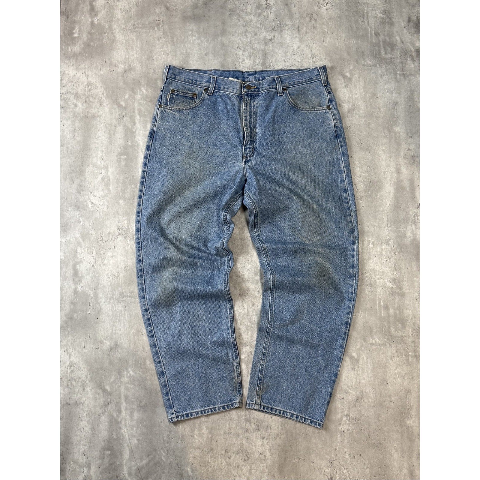 Vintage Carhartt Relaxed Fit Medium Wash Denim Workwear Pants Size 40 Blue