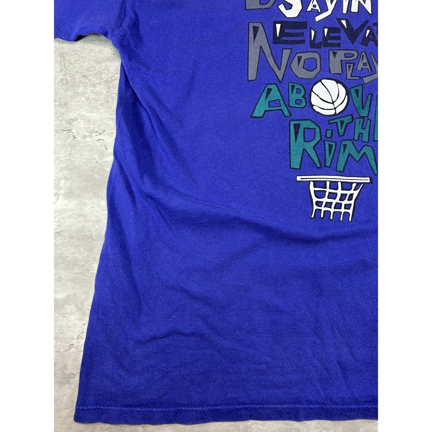 Vintage 90s Above The Rim Slammin Jammin Basketball Slogan T-Shirt Size Large