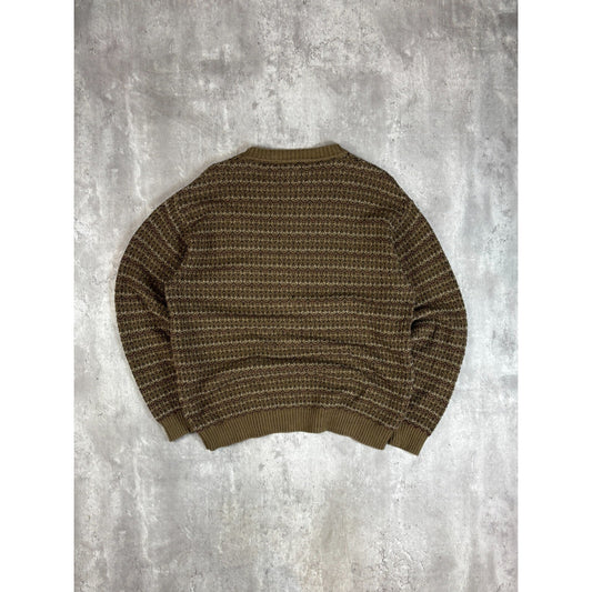 Vintage Perry Ellis Abstract Striped Ribbed Pullover Knit Sweater Size Large