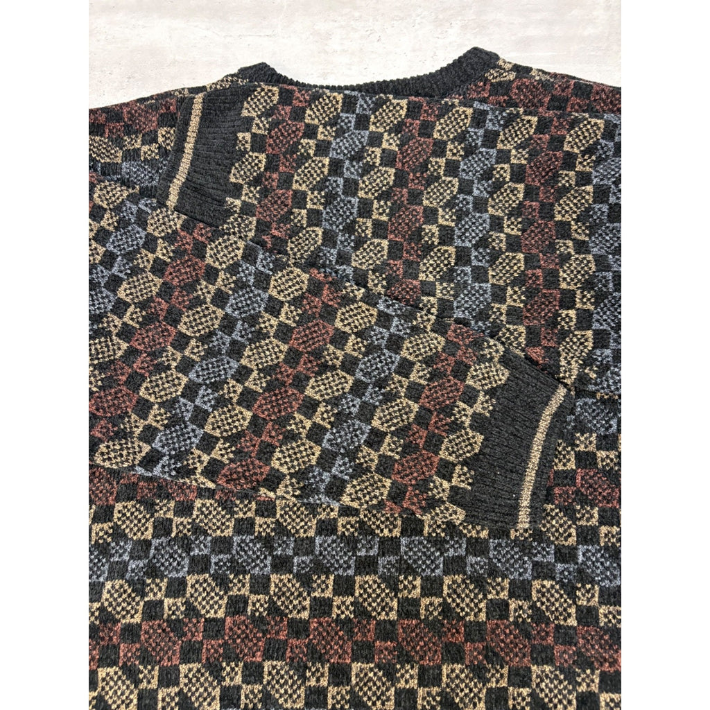 Vintage 90s Jantzen Abstract Checkered Print Pullover Knit Sweater Size XL