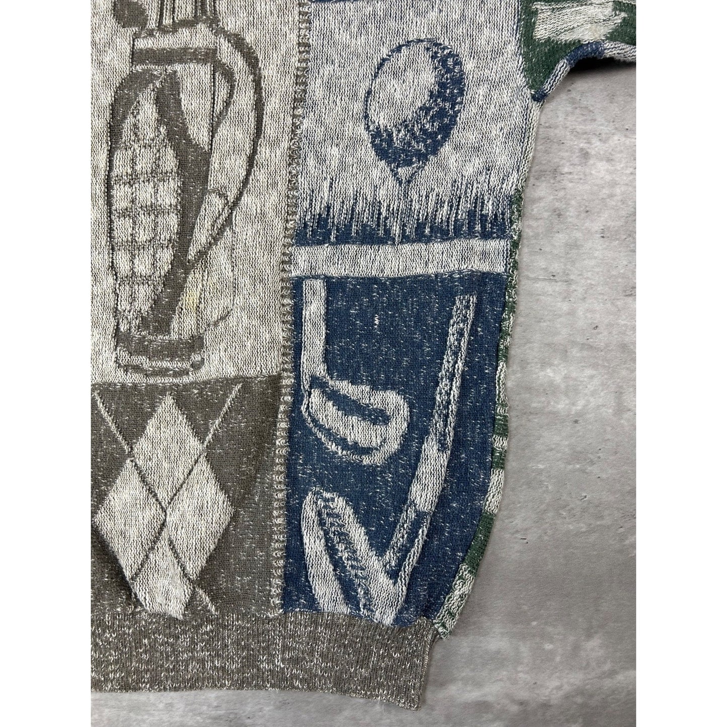 Vintage 90s Shenandoah Golf All Over Print Graphic Knit Sweater Size Medium