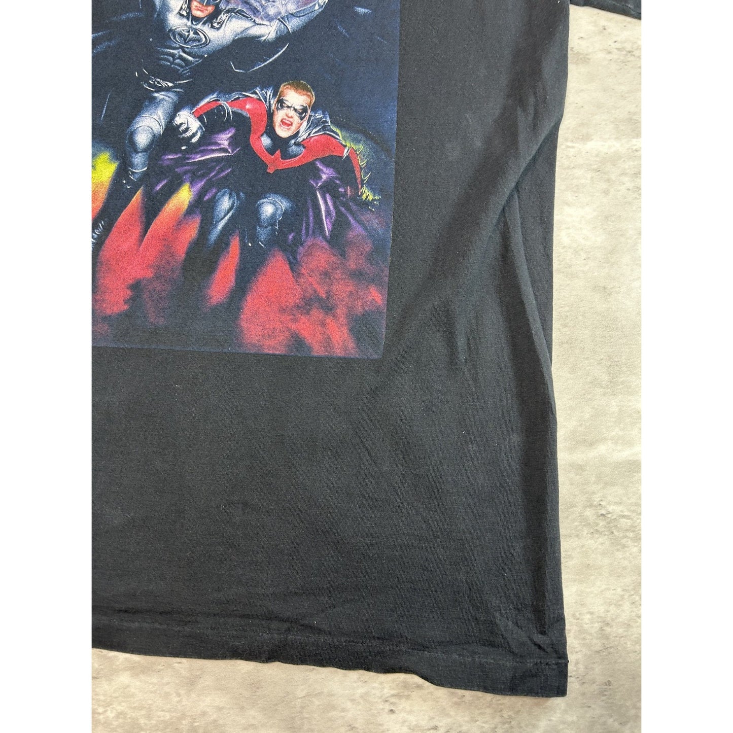 Vintage 90s Batman & Robin Heroes & Villains Movie Promo Graphic T-Shirt Large
