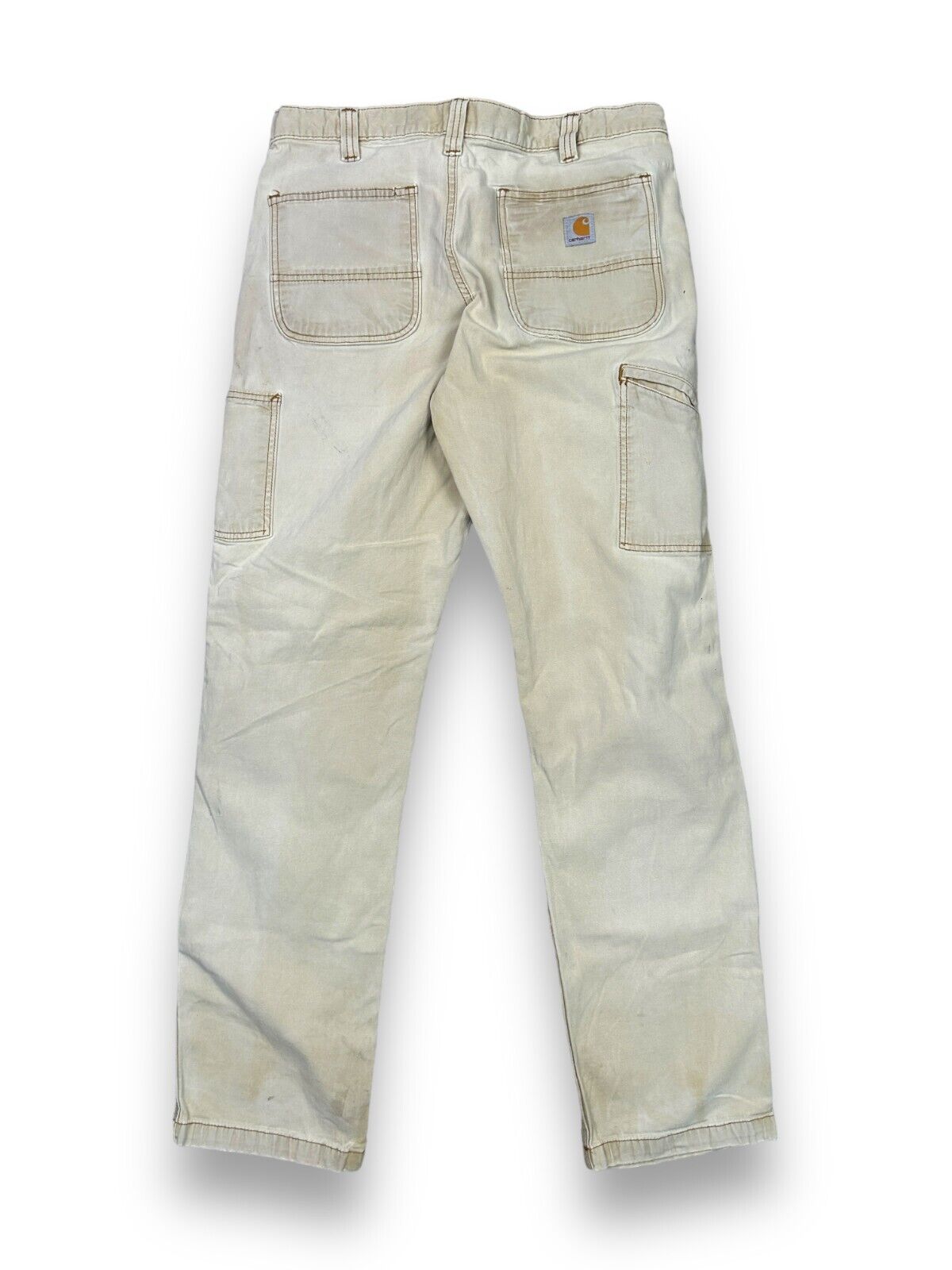 Carhartt Beige Work Wear Style Canvas Double Knee Carpenter Pants Size 35W