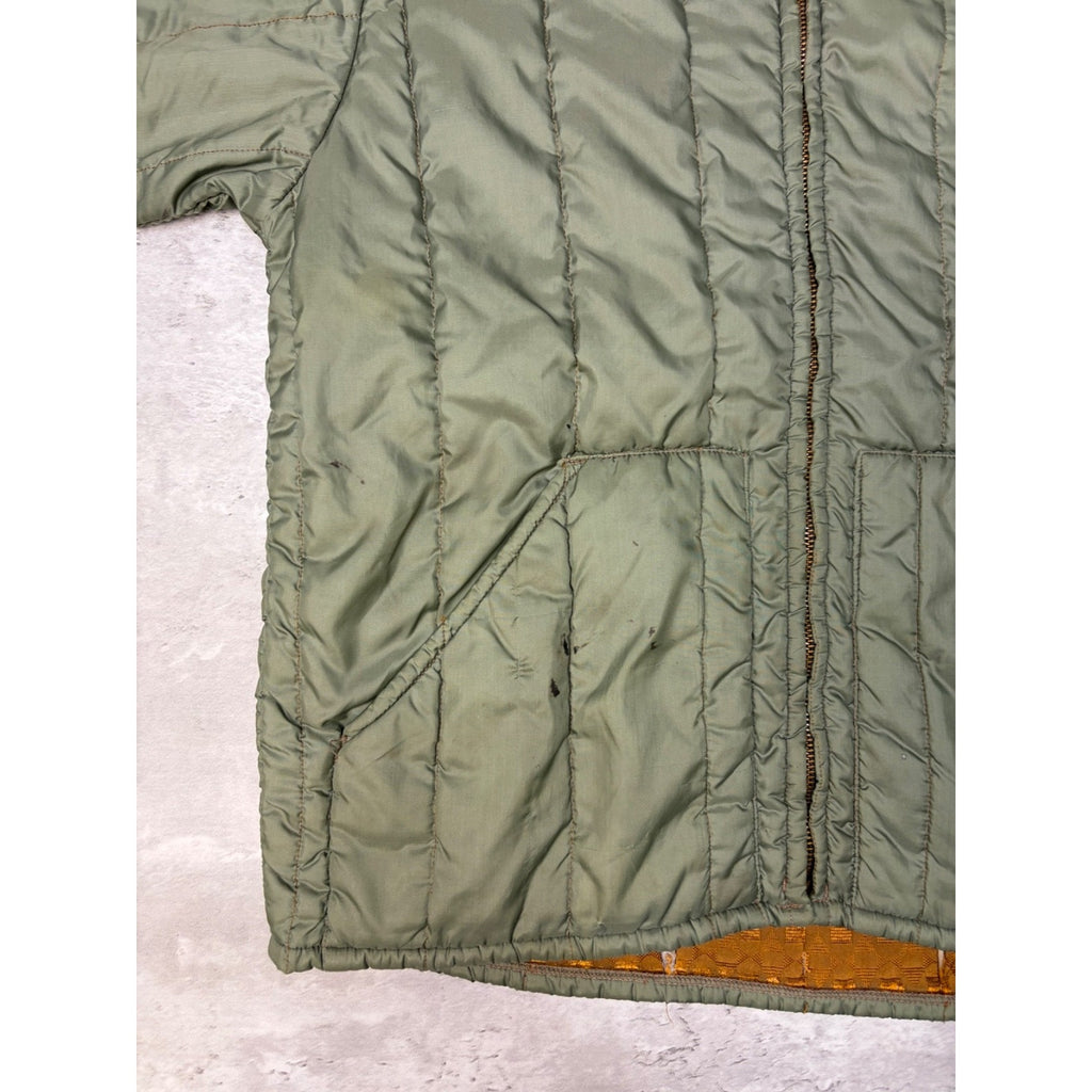 Vintage 1950s Quilted Lined Full Zip Green Jacket Size Medium