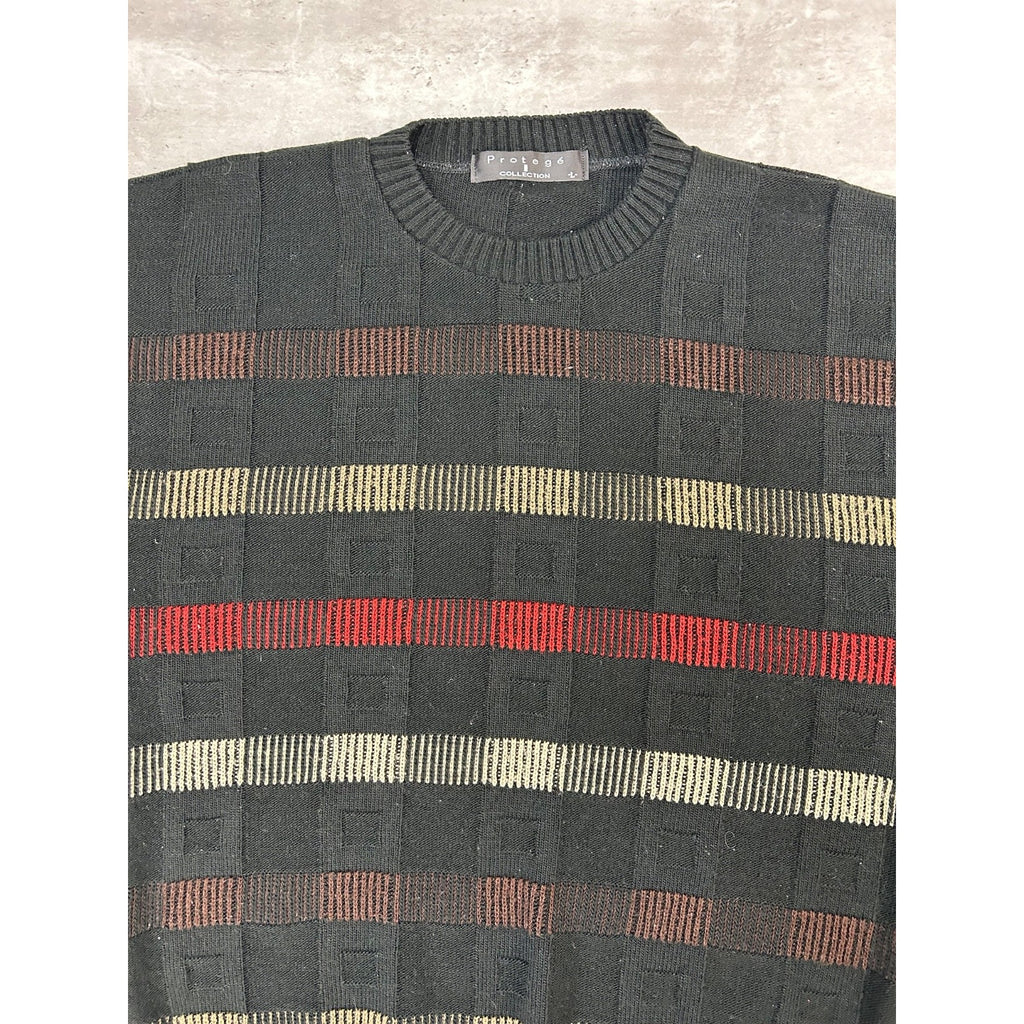 Vintage 90s Protege Abstract Striped Pullover Knit Sweater Size Large