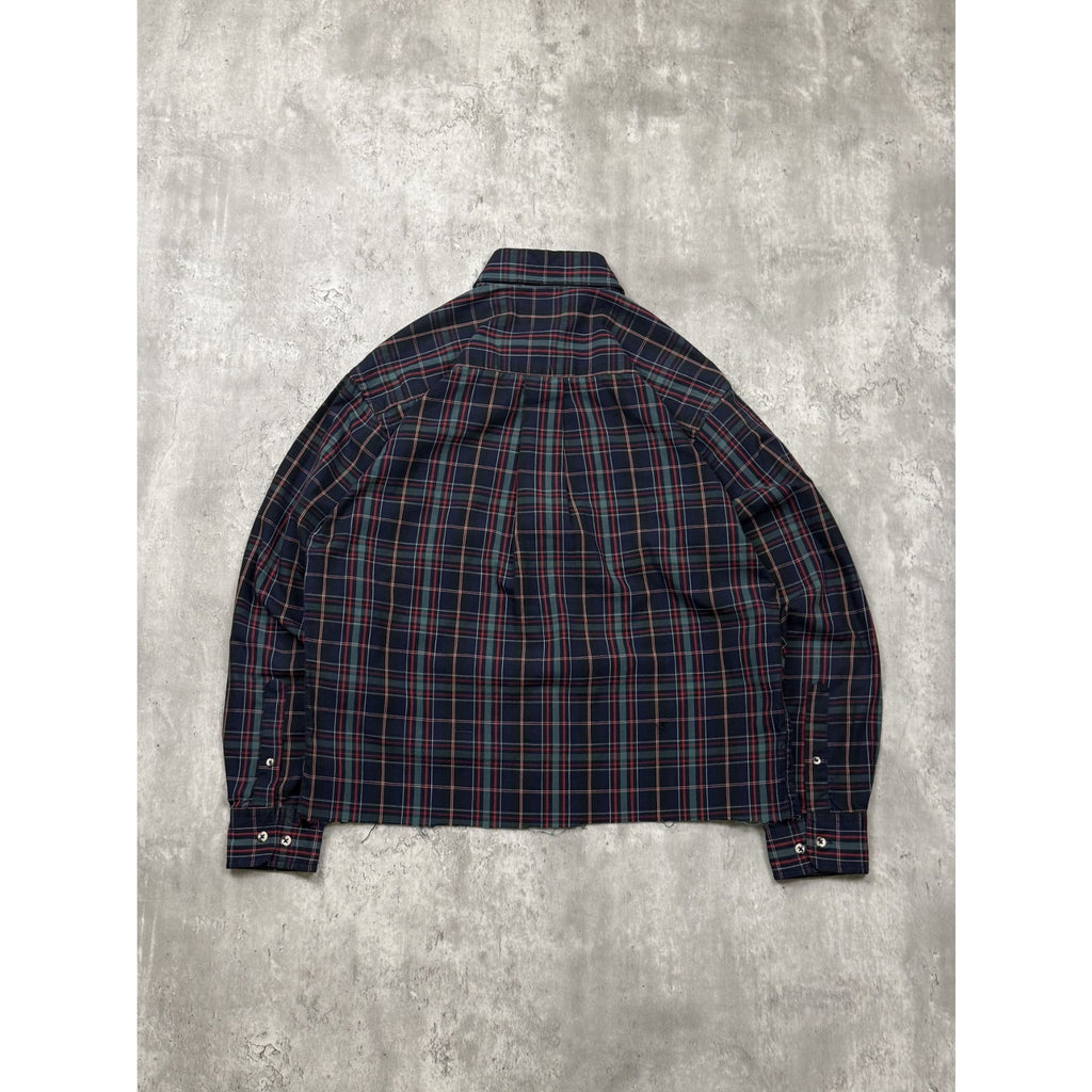 Vintage Eddie Bauer Plaid Cropped Single Pocket Button Up Shirt Size Medium