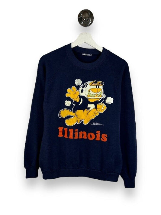 Vintage 80s/90s Illinois NCAA Garfield Cartoon Graphic Sweatshirt Size Medium