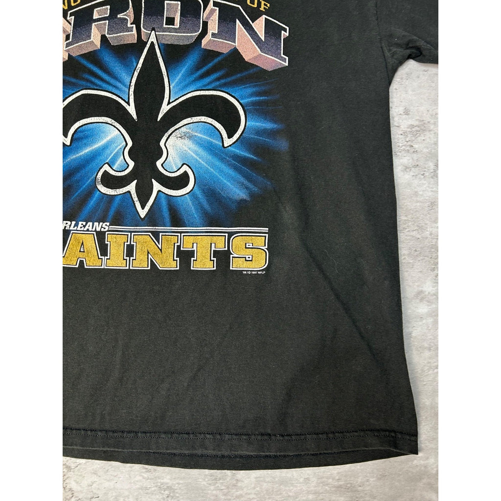 1997 New Orleans Saints NFL Made Of Iron Football Graphic T-Shirt Size Large