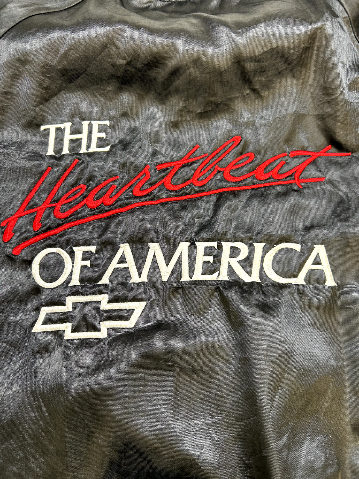 Vintage 80s/90s Chevrolet The Heartbeat Of America Satin Bomber Jacket Size 2XL