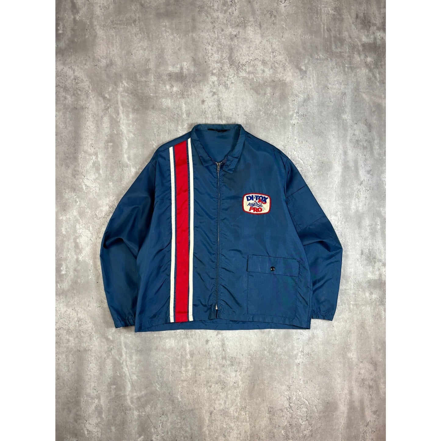Vintage 1980s Di Tox Pro Racing Windbreaker Jacket Size XL Blue