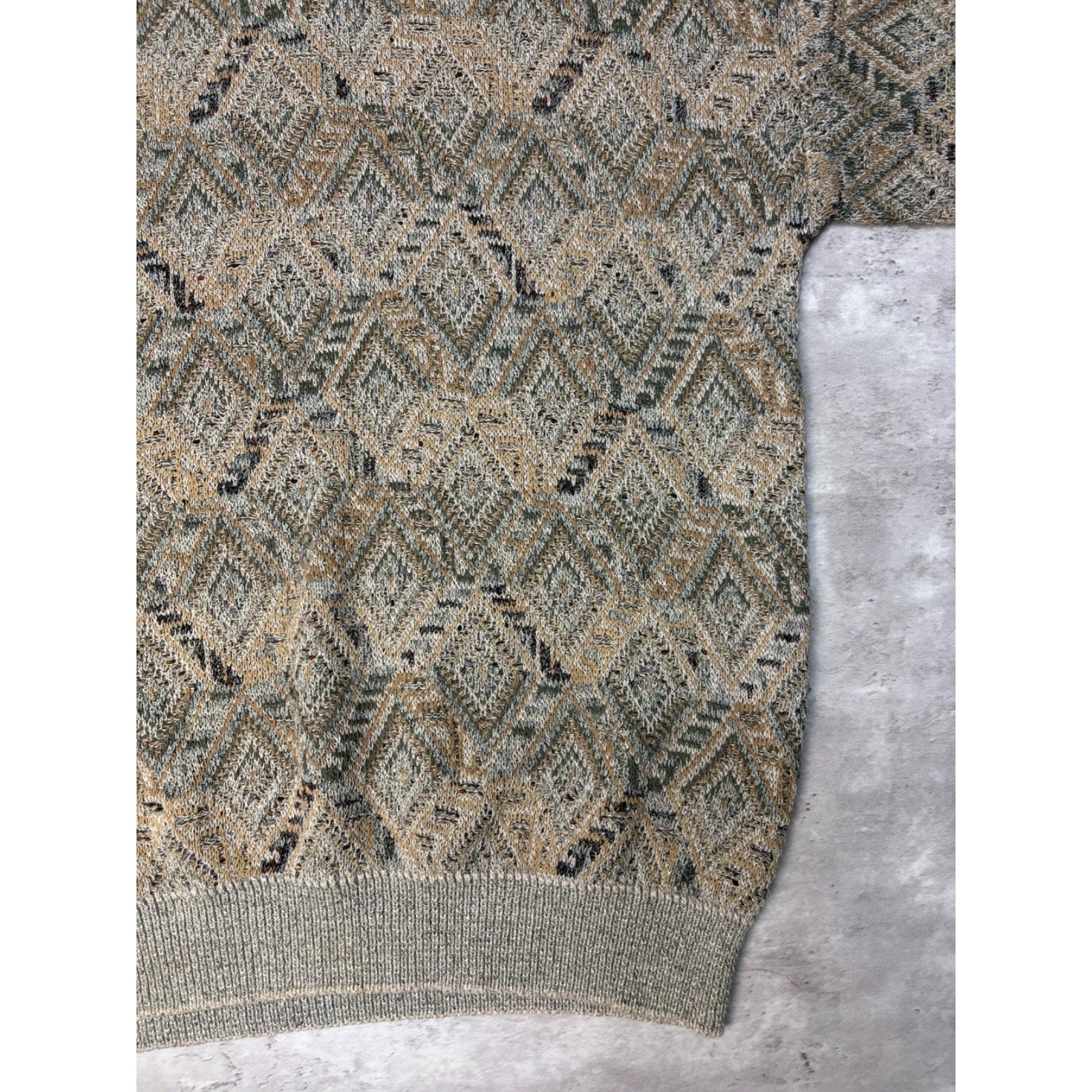 Vintage 90s TSR Diamond Print Collared Pullover Knit Sweater Size XL