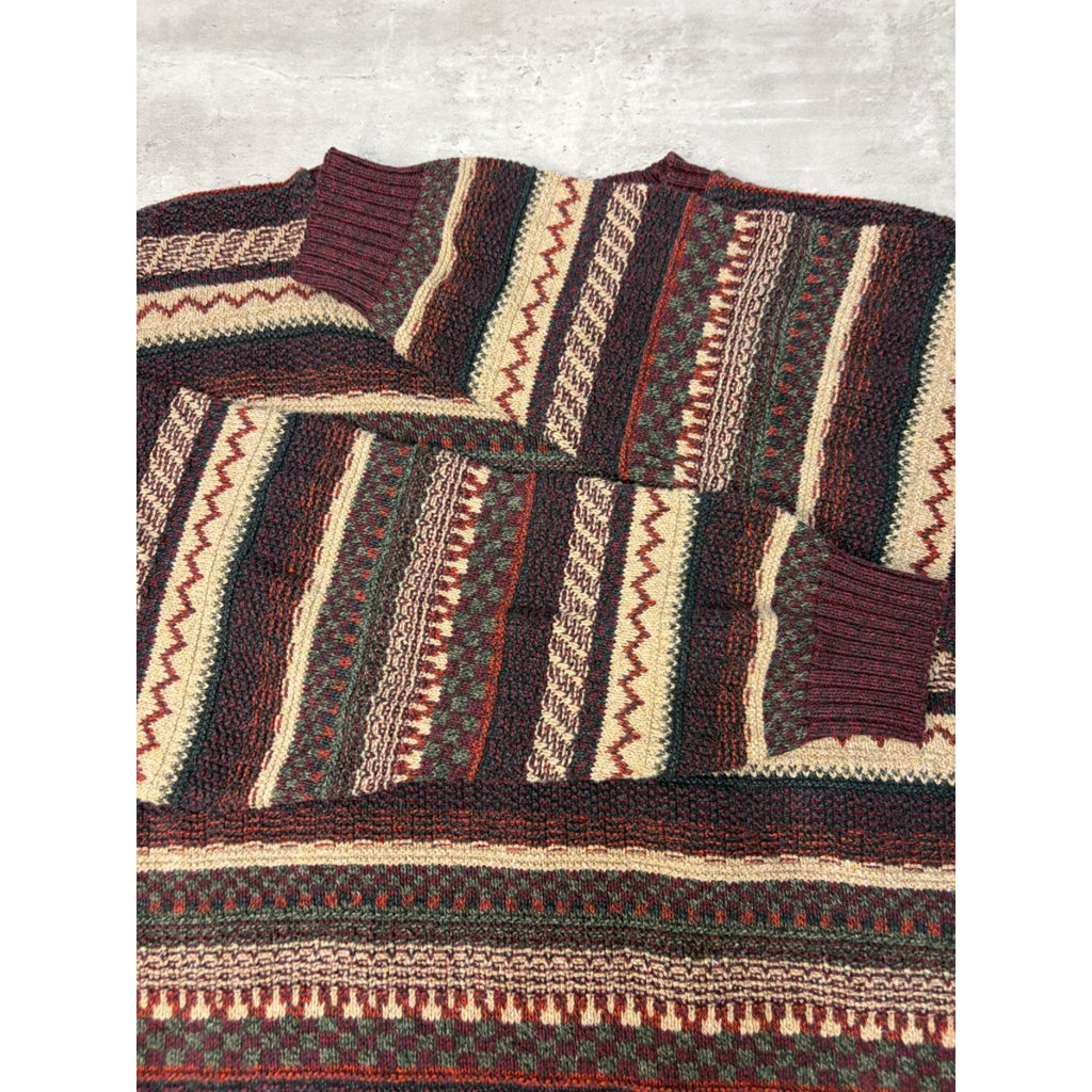 Vintage 90s St Johns Bay Abstract Striped Pullover Knit Sweater Size Large
