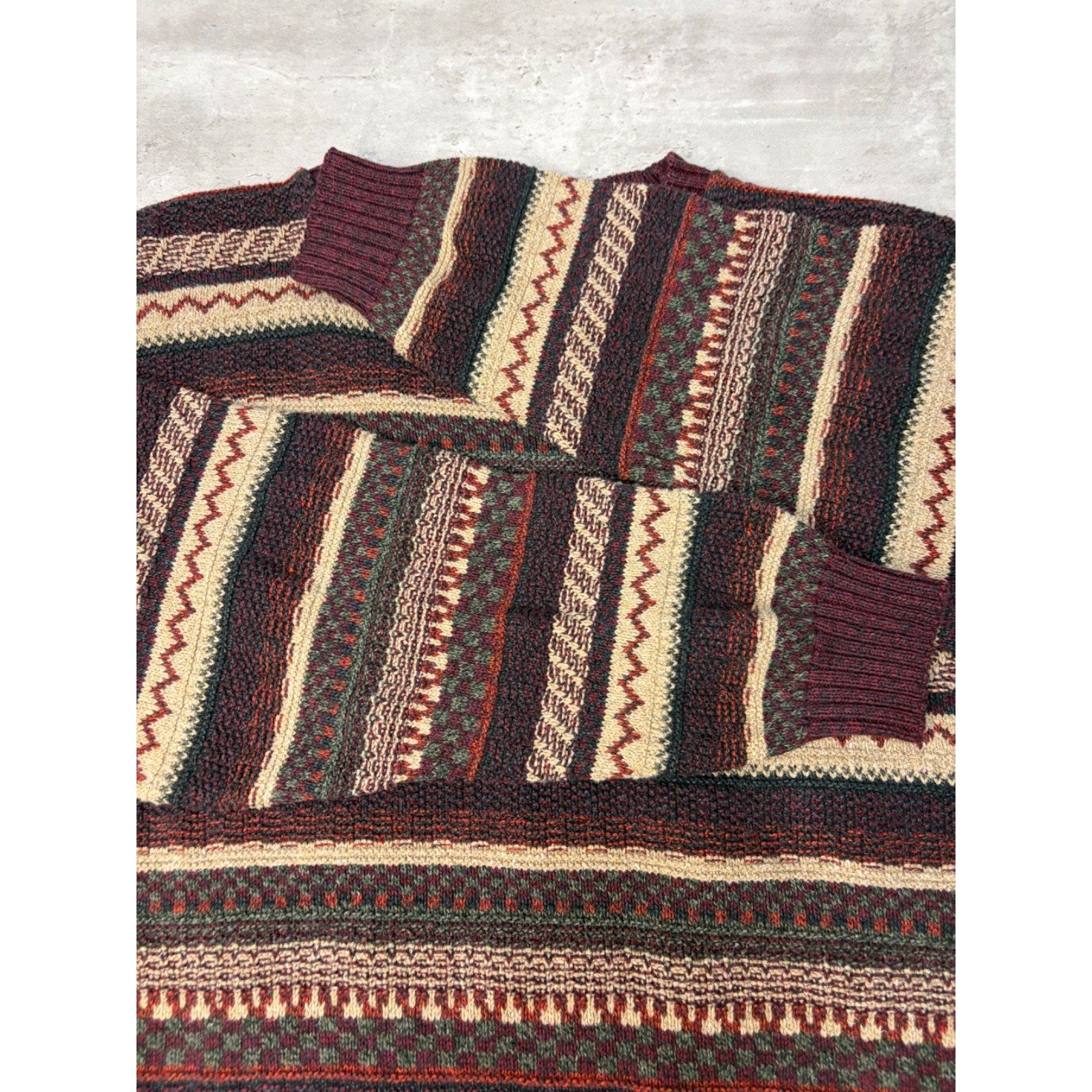Vintage 90s St Johns Bay Abstract Striped Pullover Knit Sweater Size Large