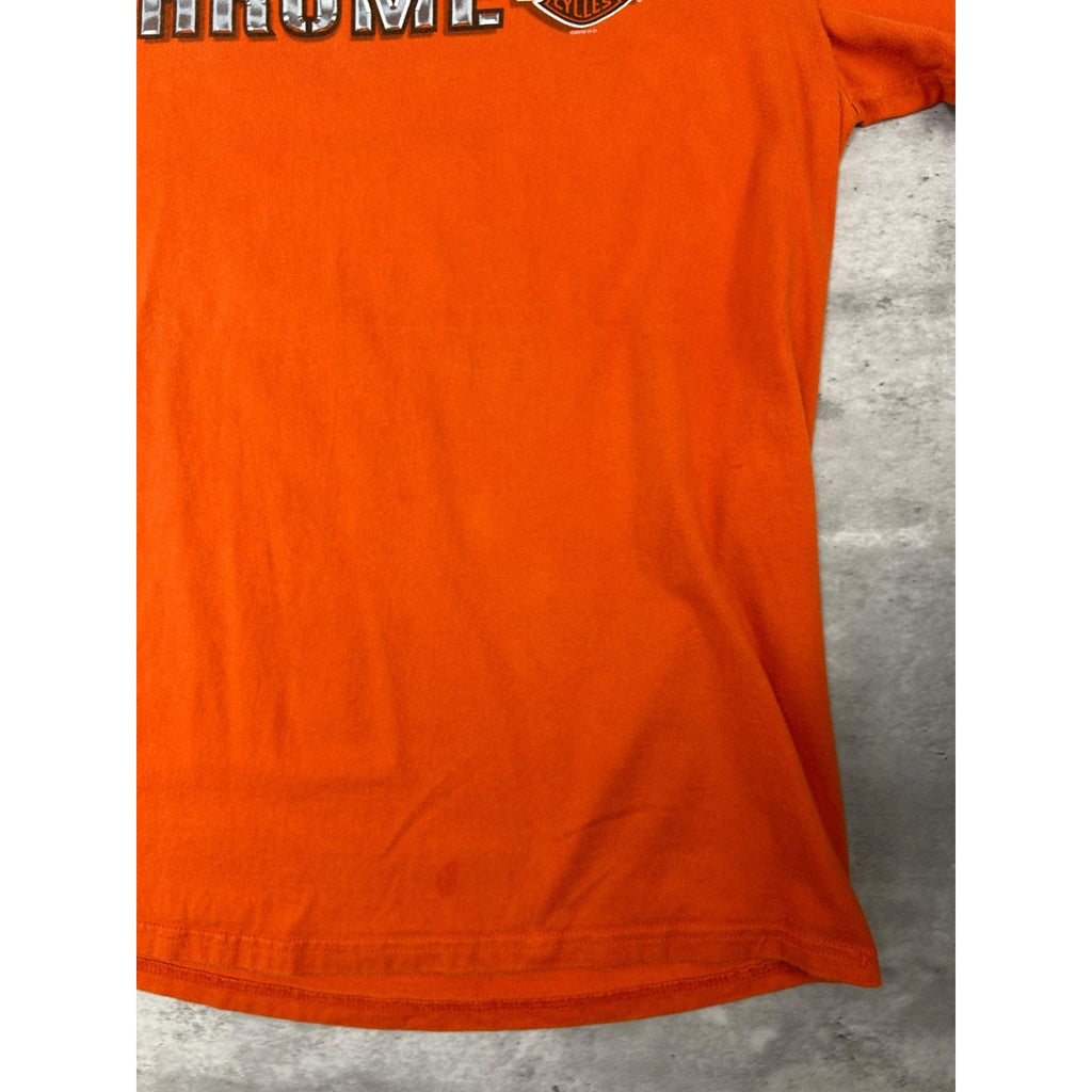 Harley Davidson Bad To The Chrome Motorcycle T-Shirt Size XL Orange