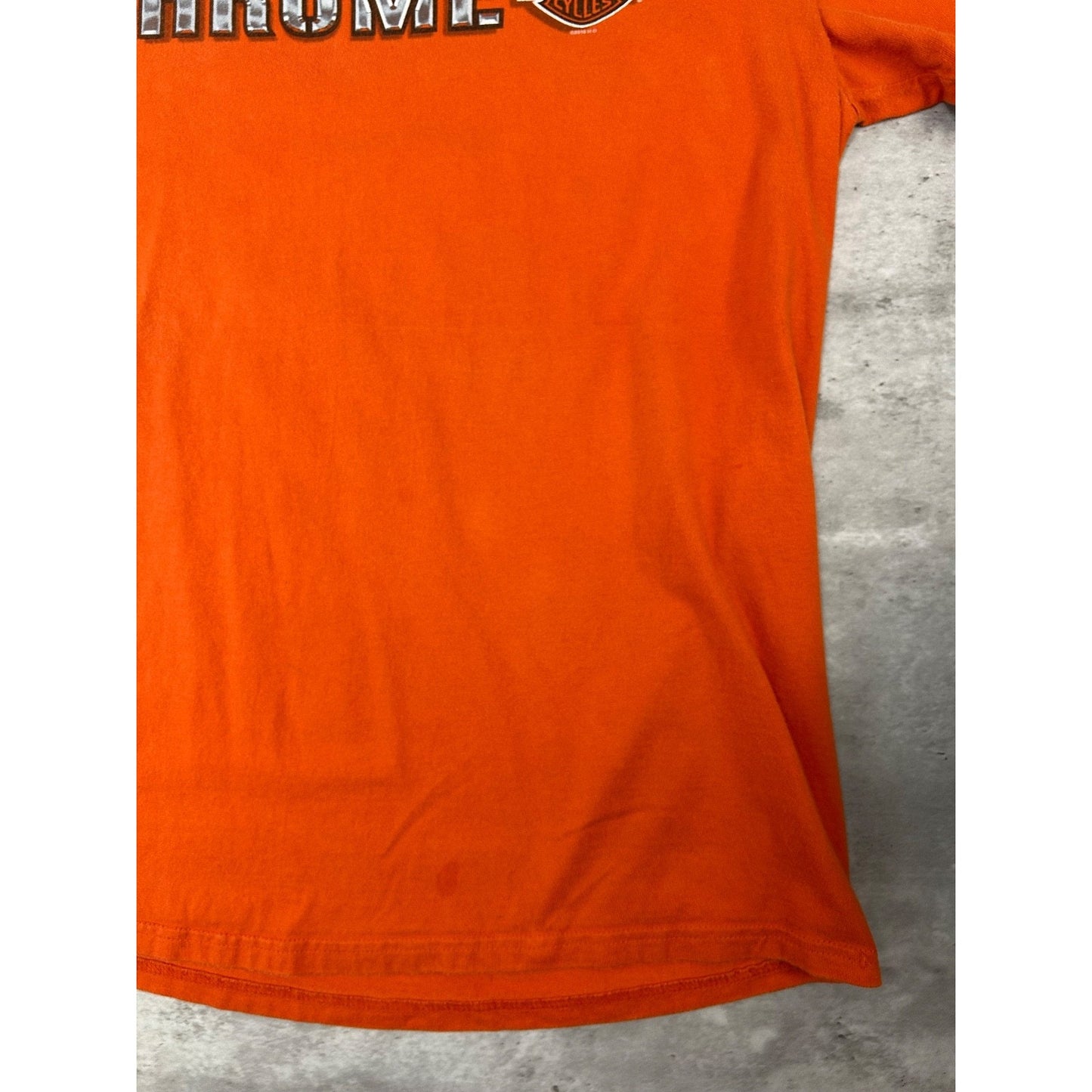 Harley Davidson Bad To The Chrome Motorcycle T-Shirt Size XL Orange