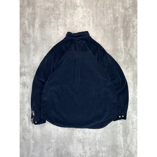 Vintage 90s Eddie Bauer Corduroy Plaid Lined Long Sleeve Button Up Shirt Size XL