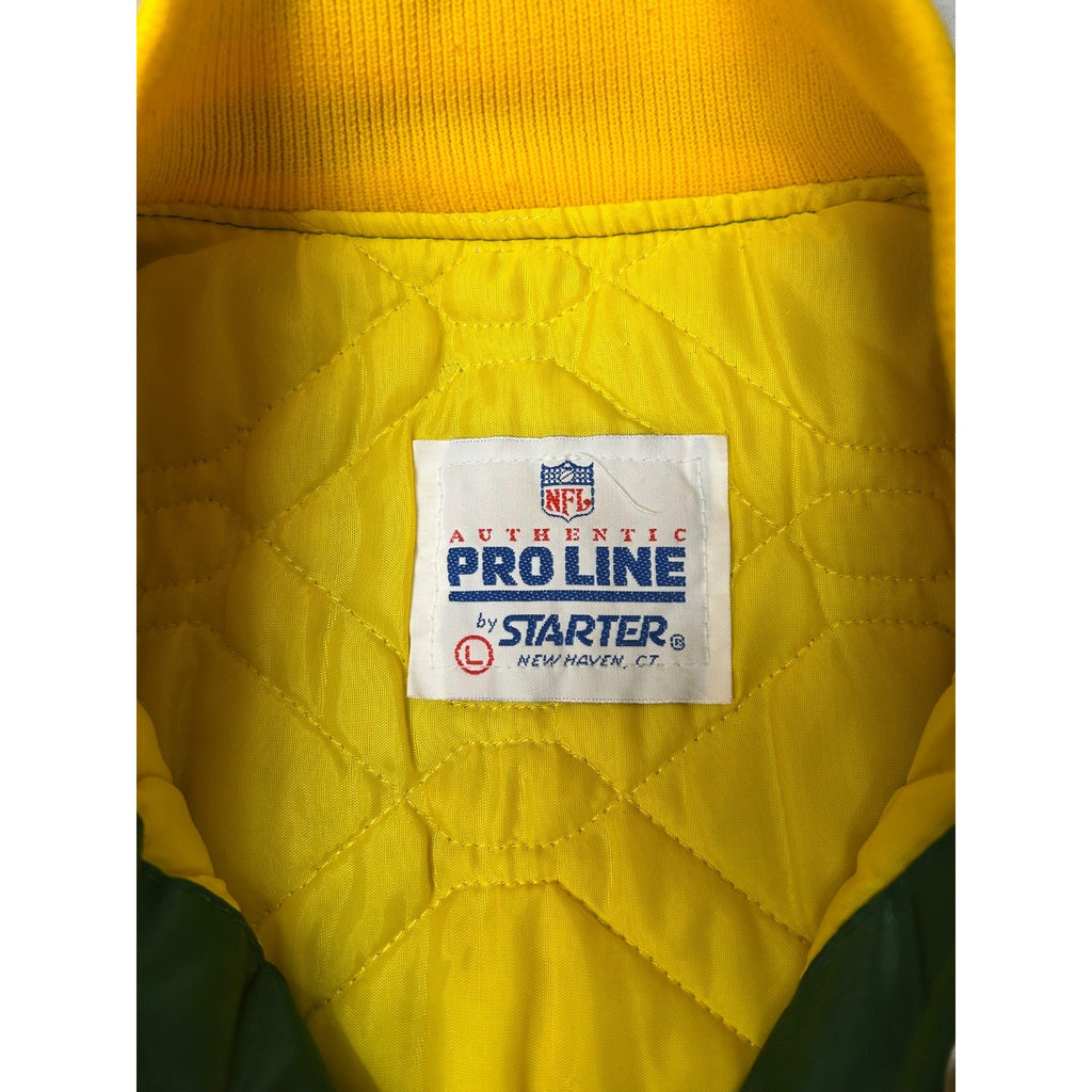 Vintage 80s Green Bay Packers NFL Starter Satin Bomber Jacket Size Large