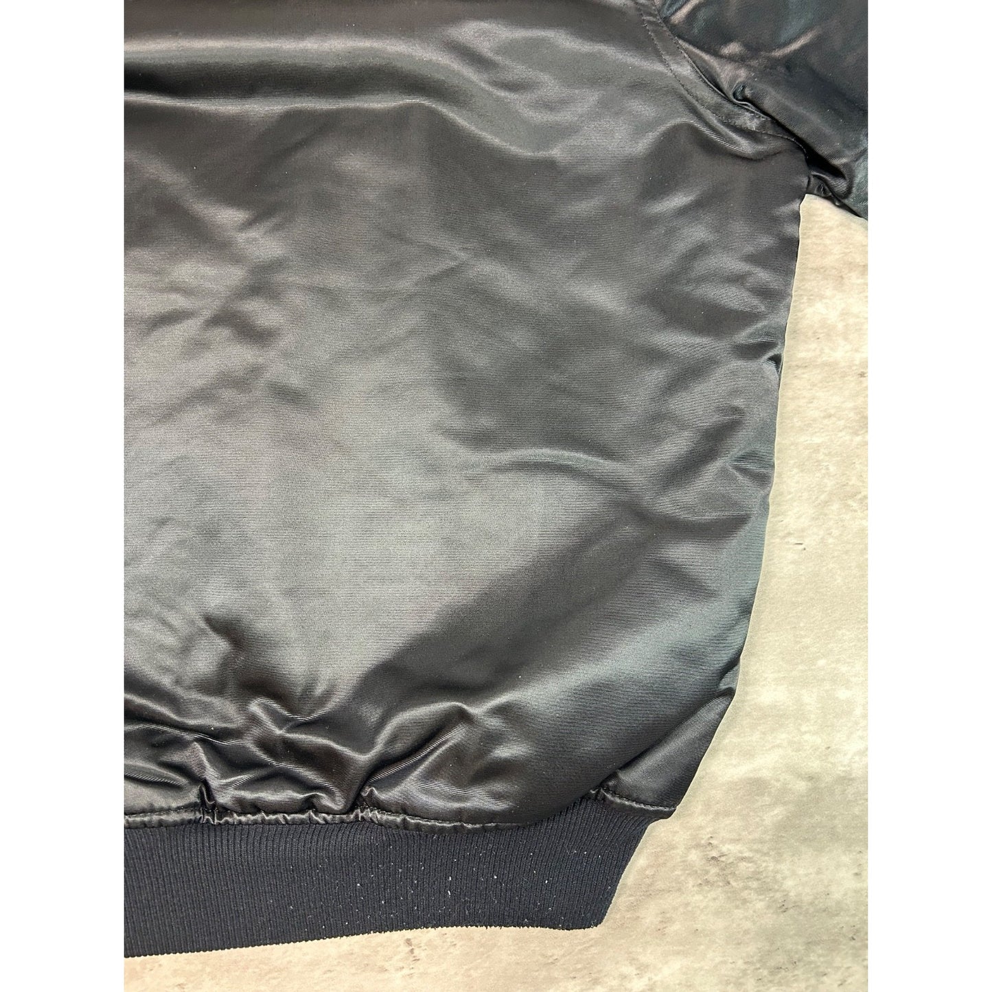 Vintage 90s Oakland Raiders NFL Starter Satin Bomber Jacket Size Large Black