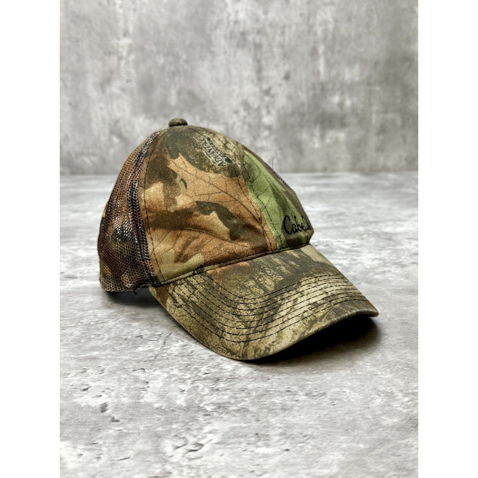 Vintage Cabelas Embroidered Advantage Timber Camo Hunting Snapback Hat OSFA