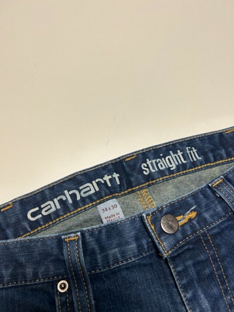 Carhartt Straight Fit Dark Wash Denim Pants Size 34W Blue