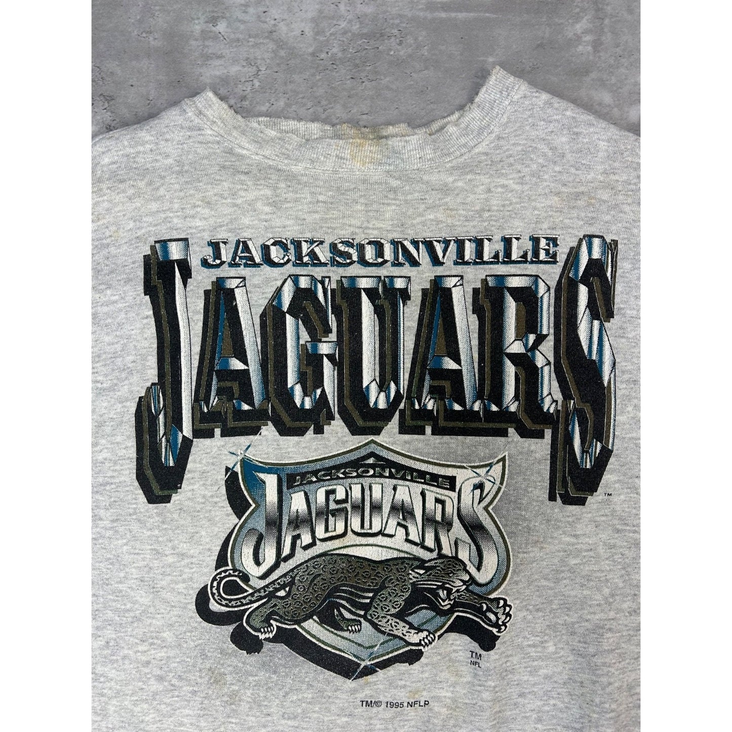 Vintage 1995 Jacksonville Jaguars NFL Graphic Spellout Logo Sweatshirt Sz Large