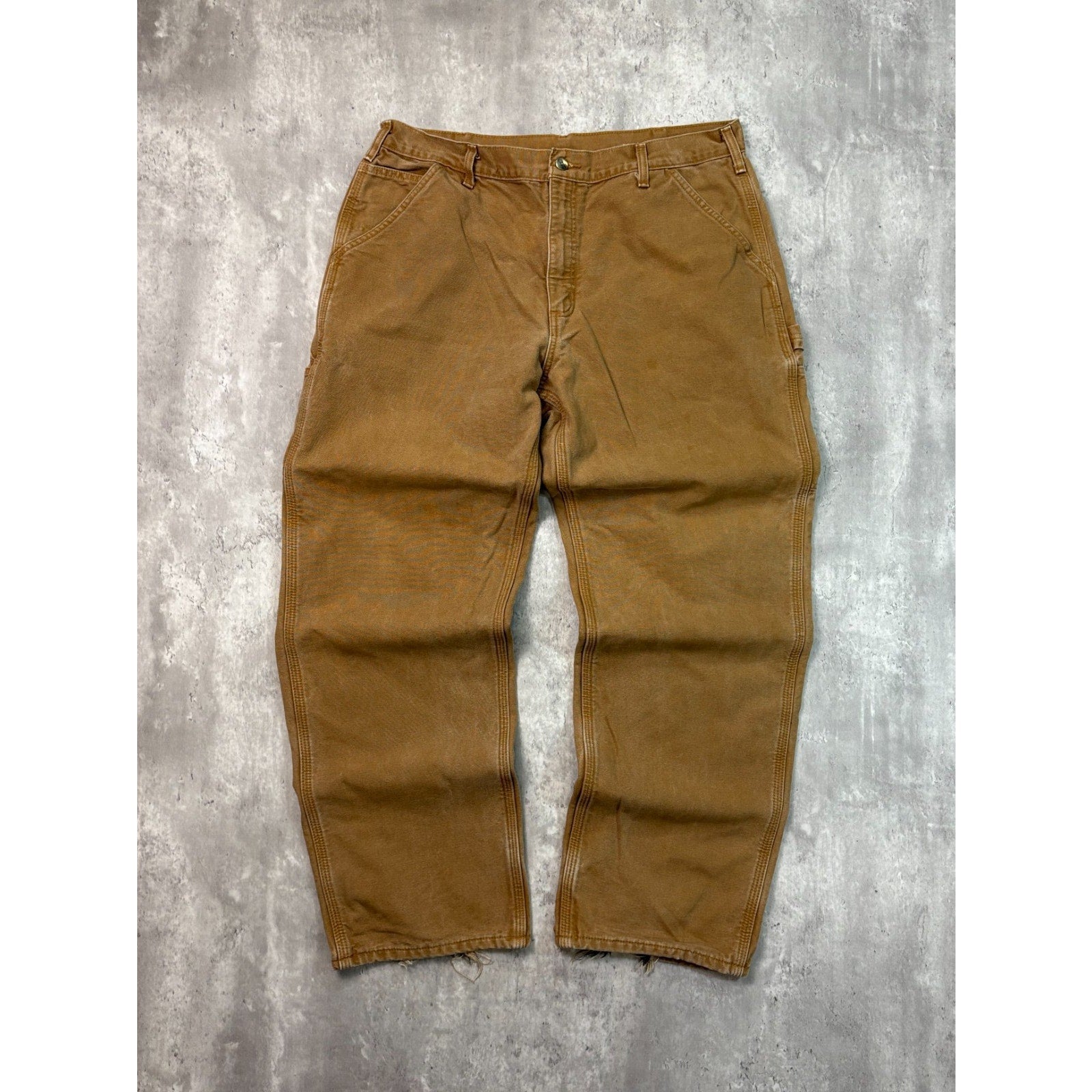 Vintage Carhartt Canvas Workwear Beige Carpenter Pants Size 37