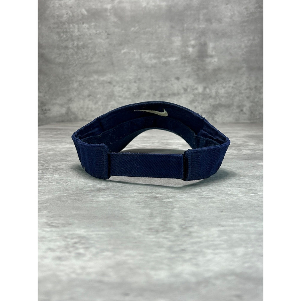 Vintage Nike Embroidered Swoosh Strapback Visor OSFA Navy Blue