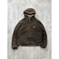 Vintage Carhartt Fleece Lined Canvas Brown Hooded Detroit Jacket Size Large
