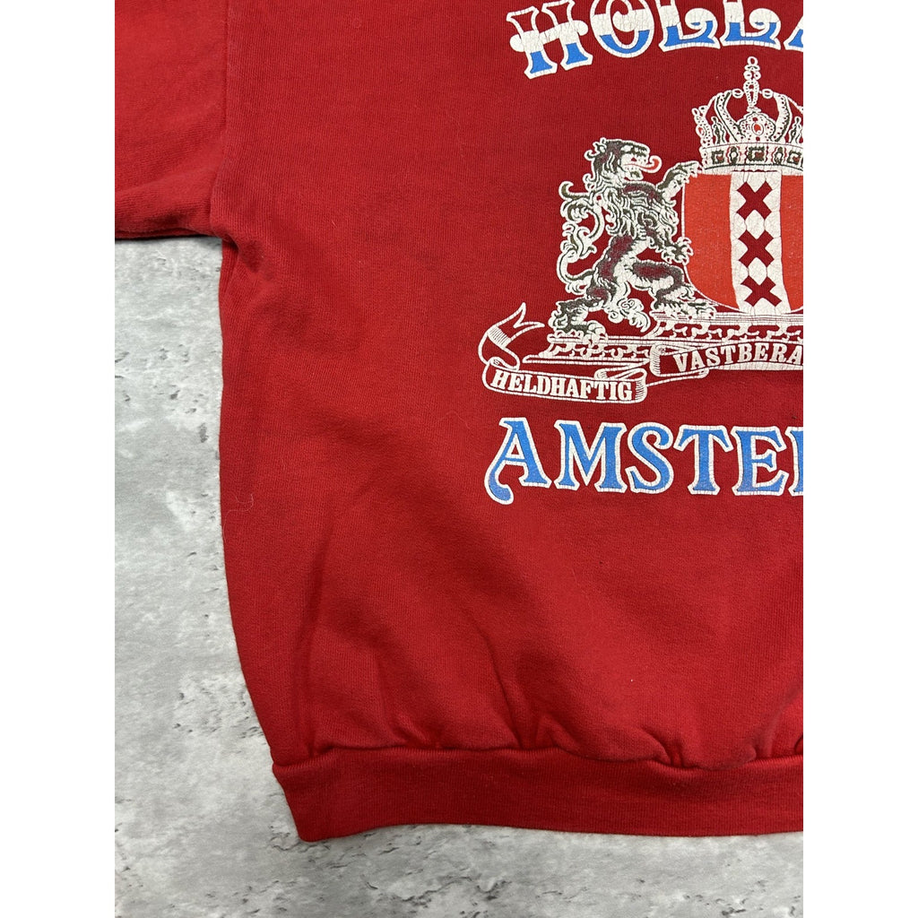 Vintage 80s Holland Amsterdam Graphic Crest Destination Sweatshirt Size Small