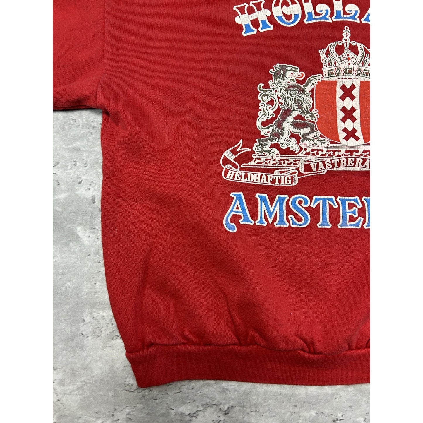 Vintage 80s Holland Amsterdam Graphic Crest Destination Sweatshirt Size Small