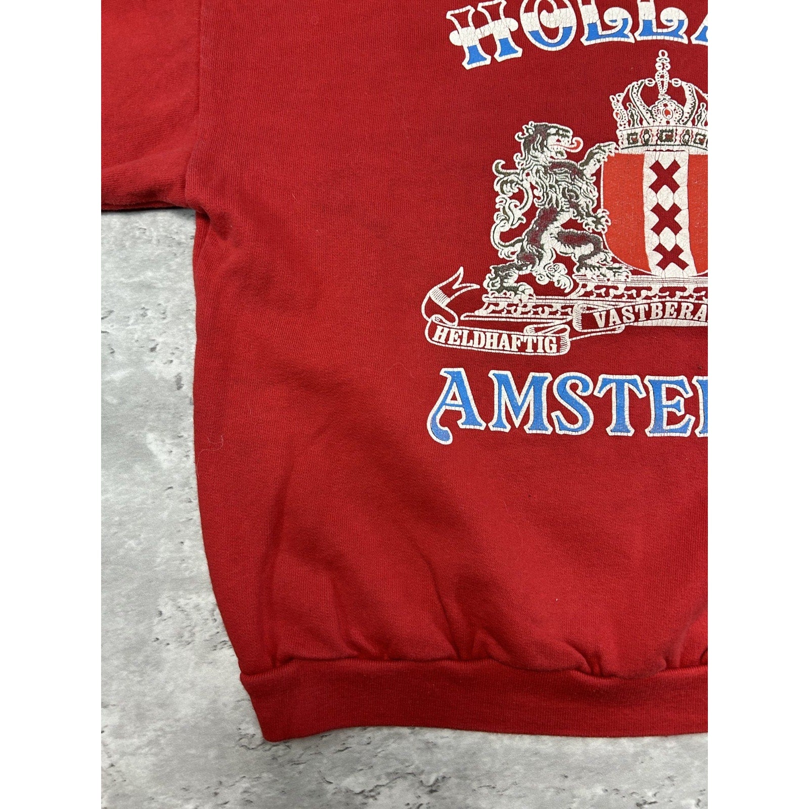 Vintage 80s Holland Amsterdam Graphic Crest Destination Sweatshirt Size Small