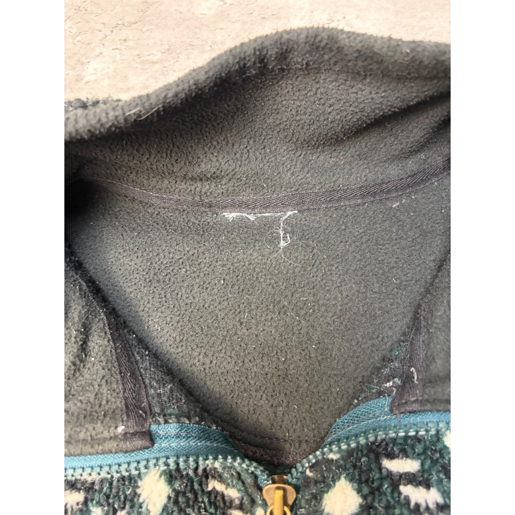 Vintage Snowflake Print Full Zip Fleece Sweater Size XL