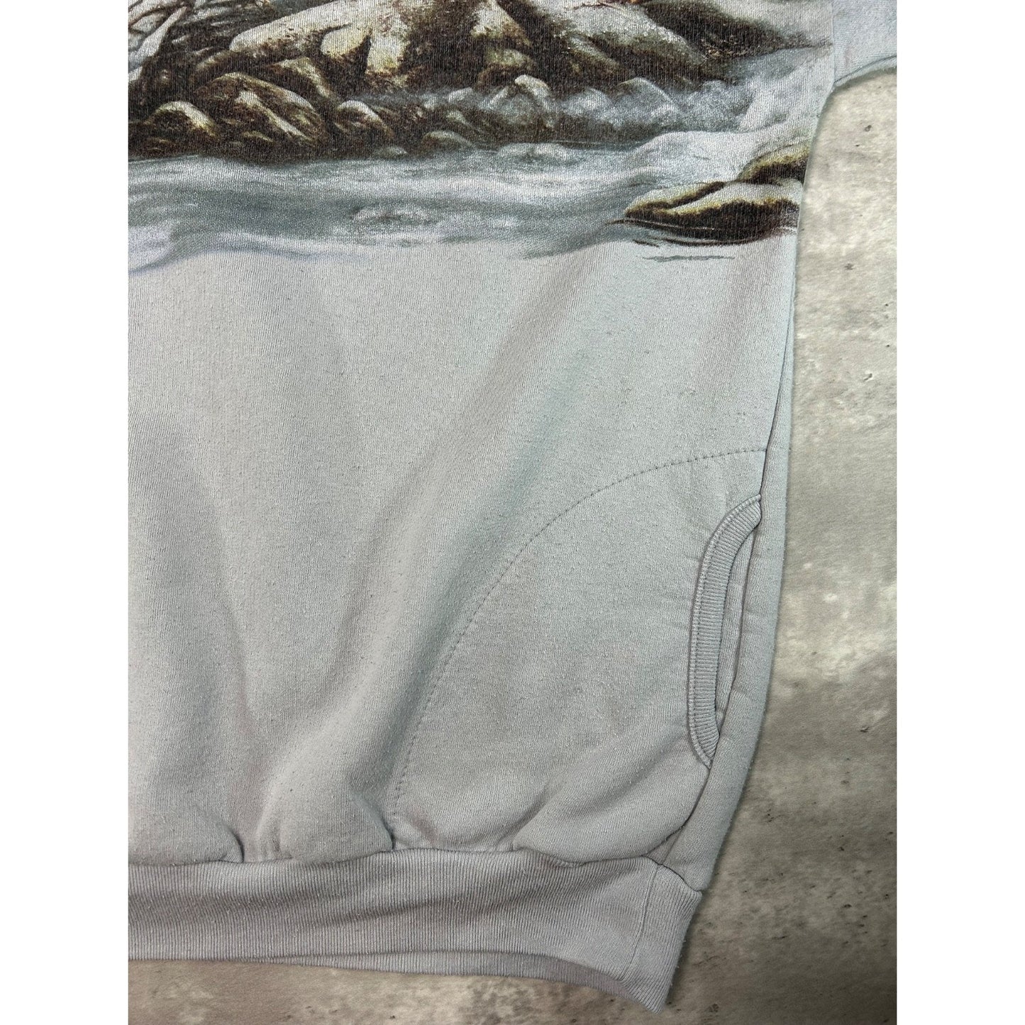 Vintage 90s Nature Animal Graphic All Over Print Sweatshirt Size 2XL Gray