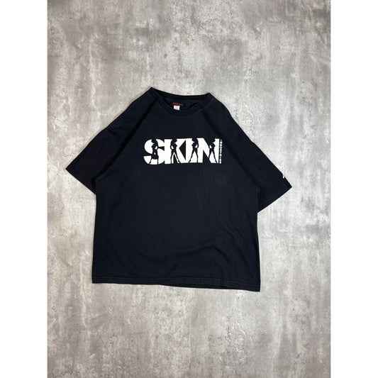 Vintage Y2K Skin Industries Spellout Graphic T-Shirt Size XL Black