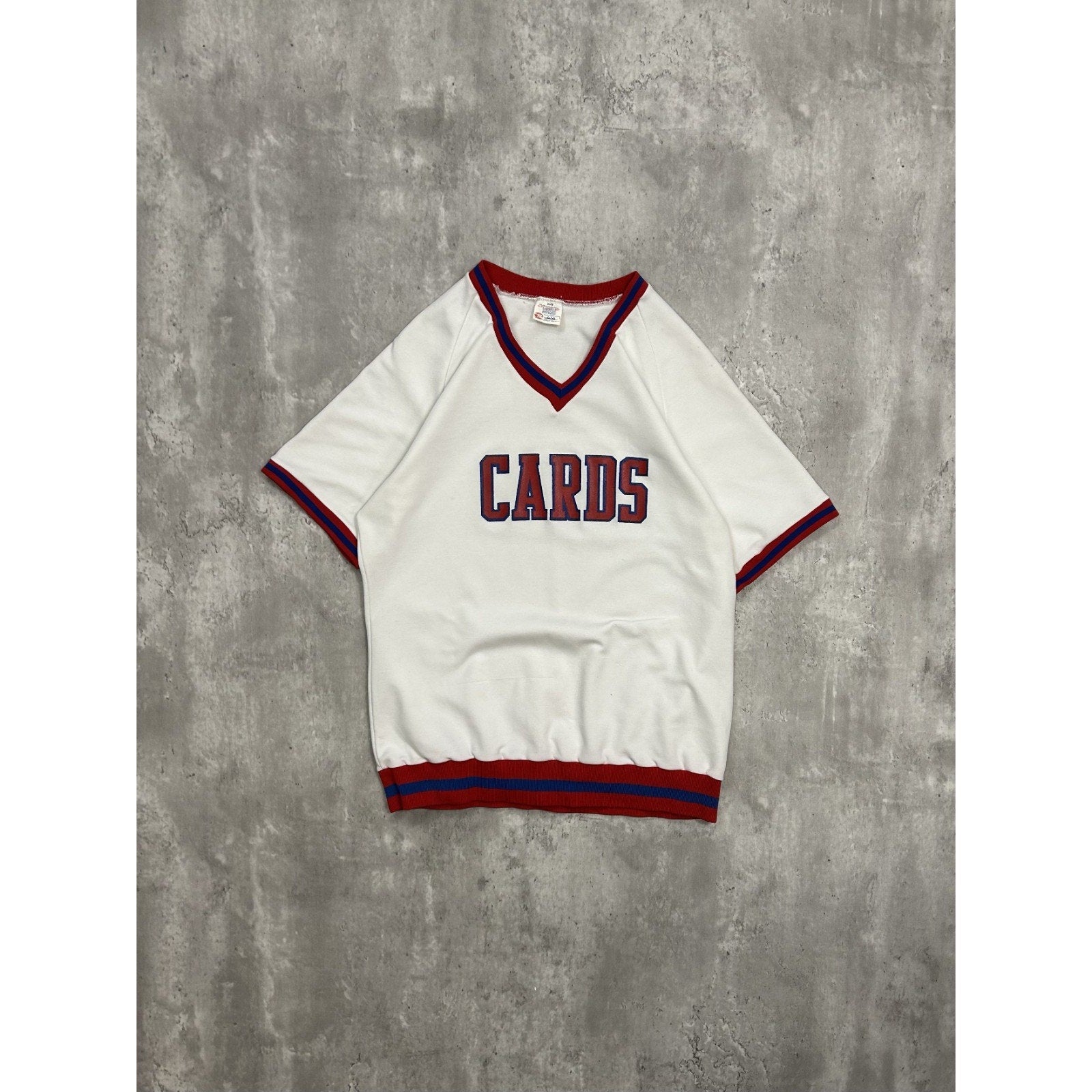 Vintage 80s Cards Graphic Spellout Pullover Jersey Size Small White