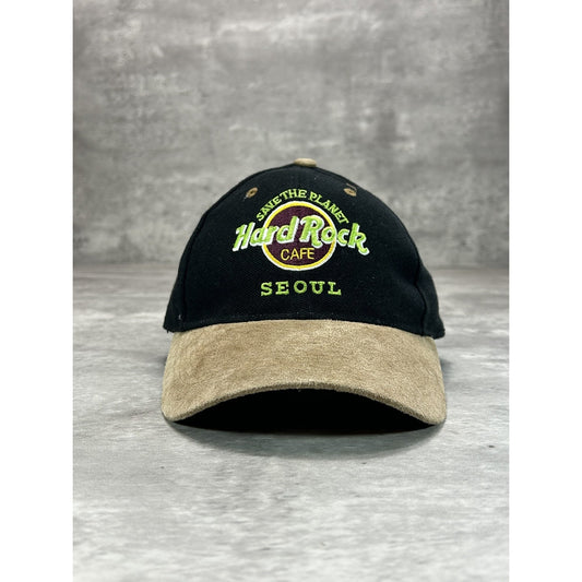 Vintage 90s Hard Rock Cafe Seoul Embroidered Logo Destination Snapback Hat OSFA