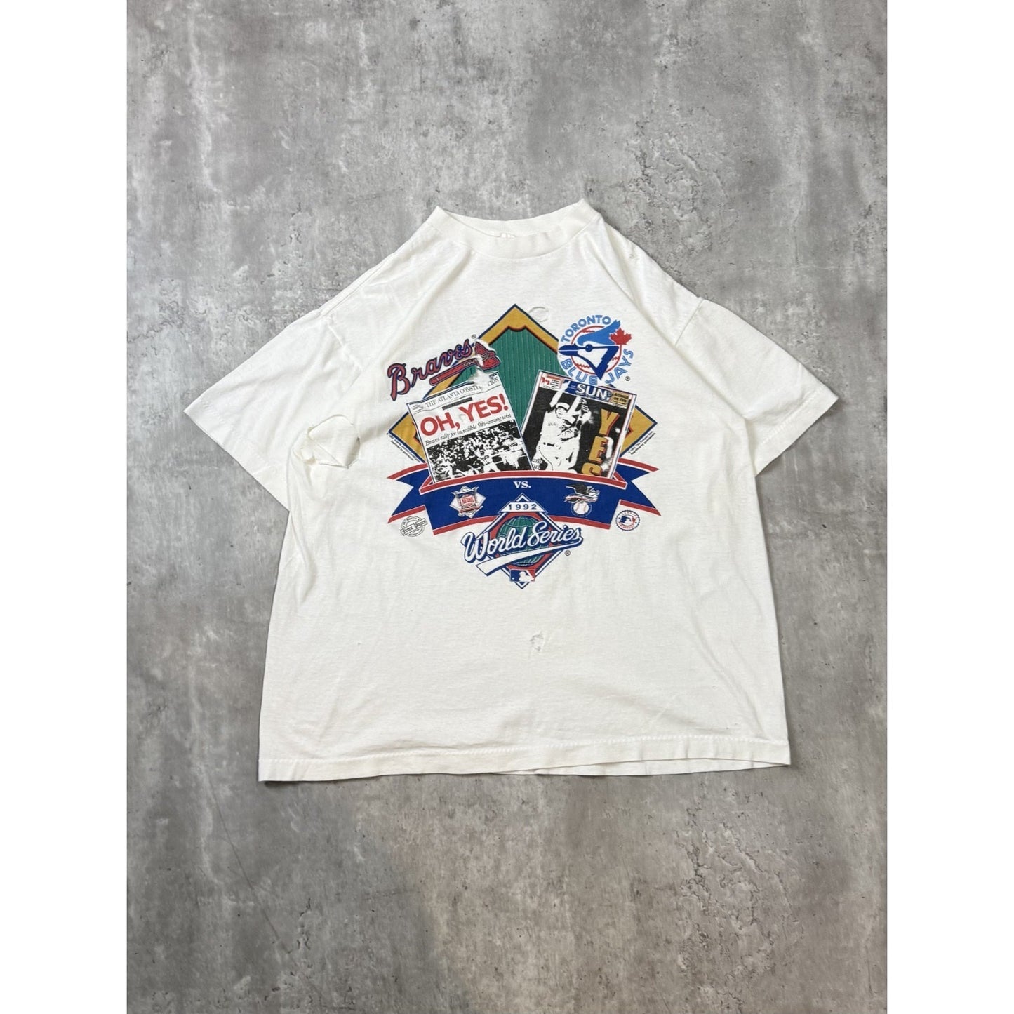 Vintage 1992 Toronto Blue Jays Vs Atlanta Braves MLB World Series T-Shirt Sz XL