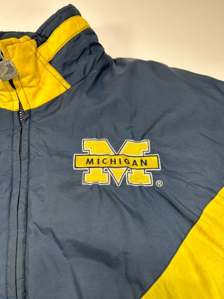 Vintage 90s Michigan Wolverines NCAA Insulated Full Zip Chalk Line Jacket Large