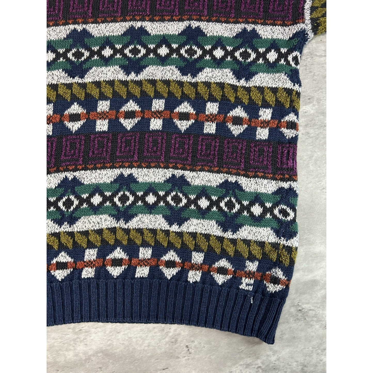 Vintage 80s/90s Etchings Abstract Striped Pullover Knit Sweater Size Large
