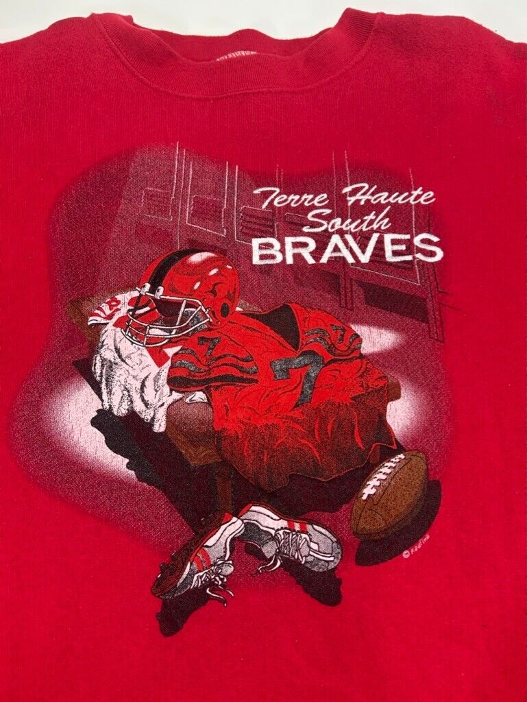 Vintage 90s Terre Haute South Braves Collegiate Spellout Sweatshirt Size 2XL