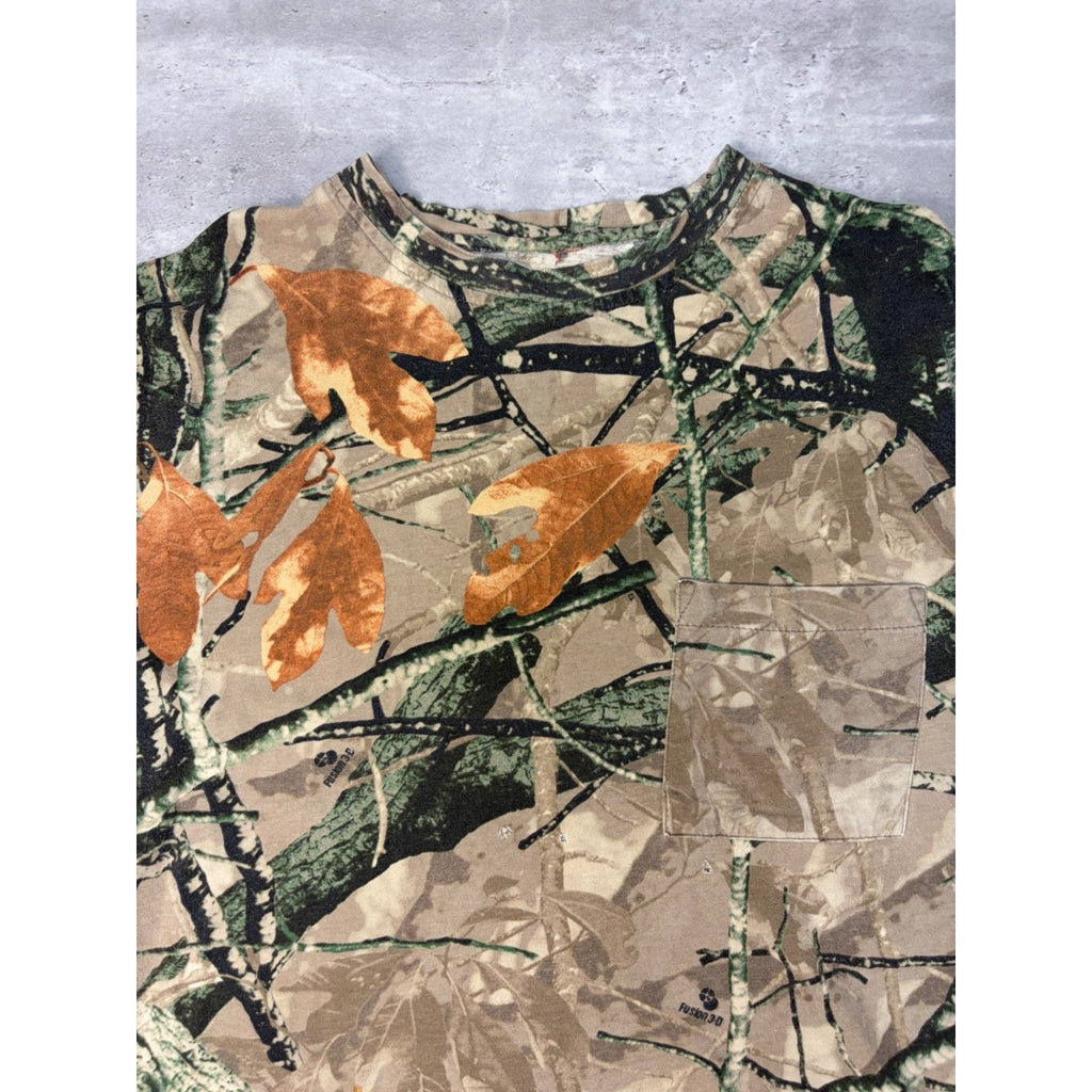 Vintage Fusion 3D Tree Camo Hunting Long Sleeve T-Shirt Size Large
